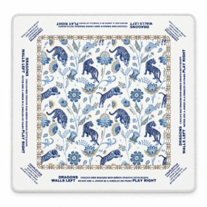 Indigo Tiger Chinoiserie Mahjong Mat