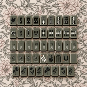 Complete olive green American Mahjong tile set