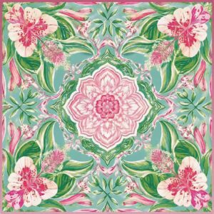 Tropical Blossom Medallion Mahjong Mat