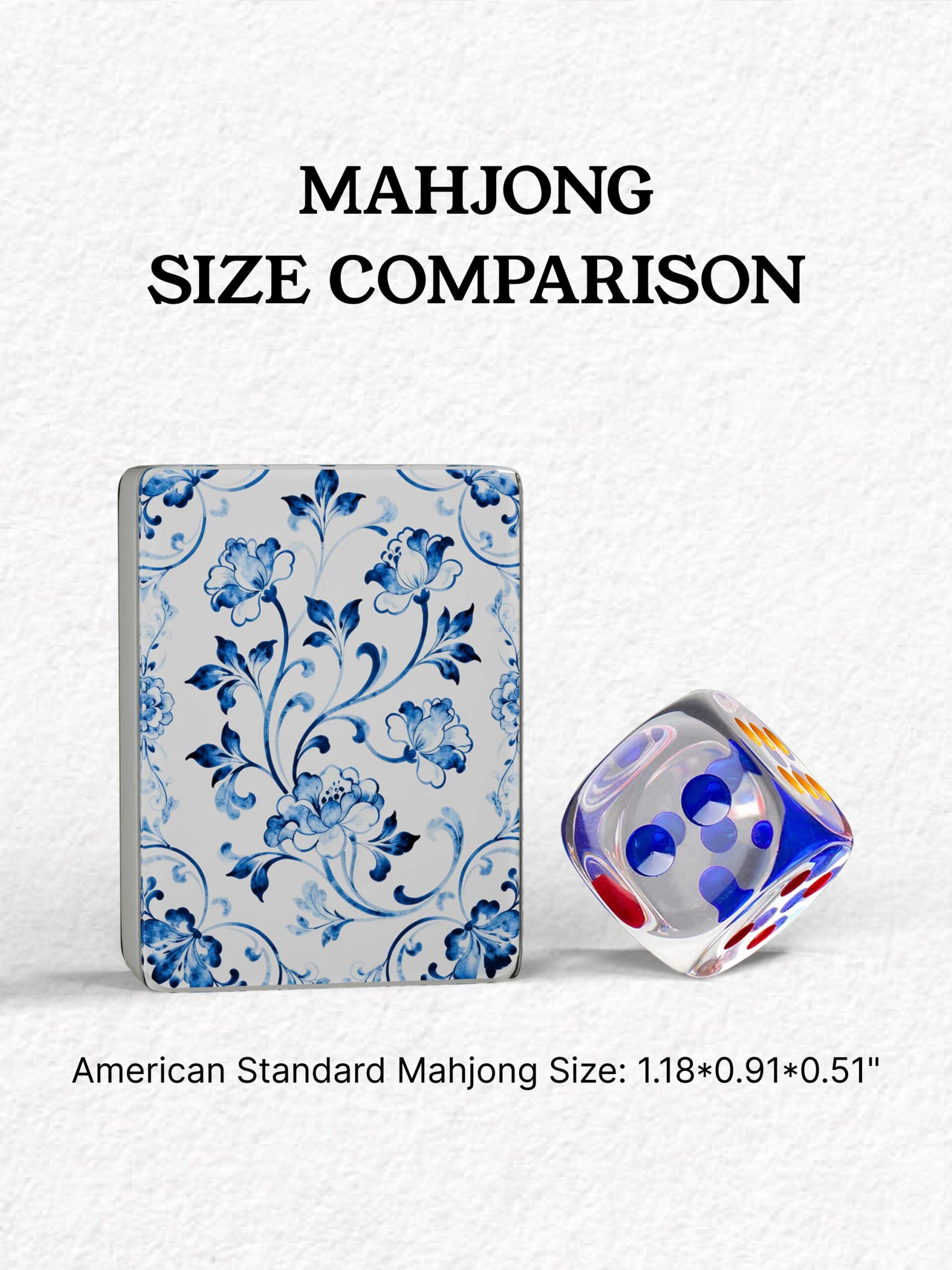 Blue Porcelain Floral Mahjong Tiles detail view 2
