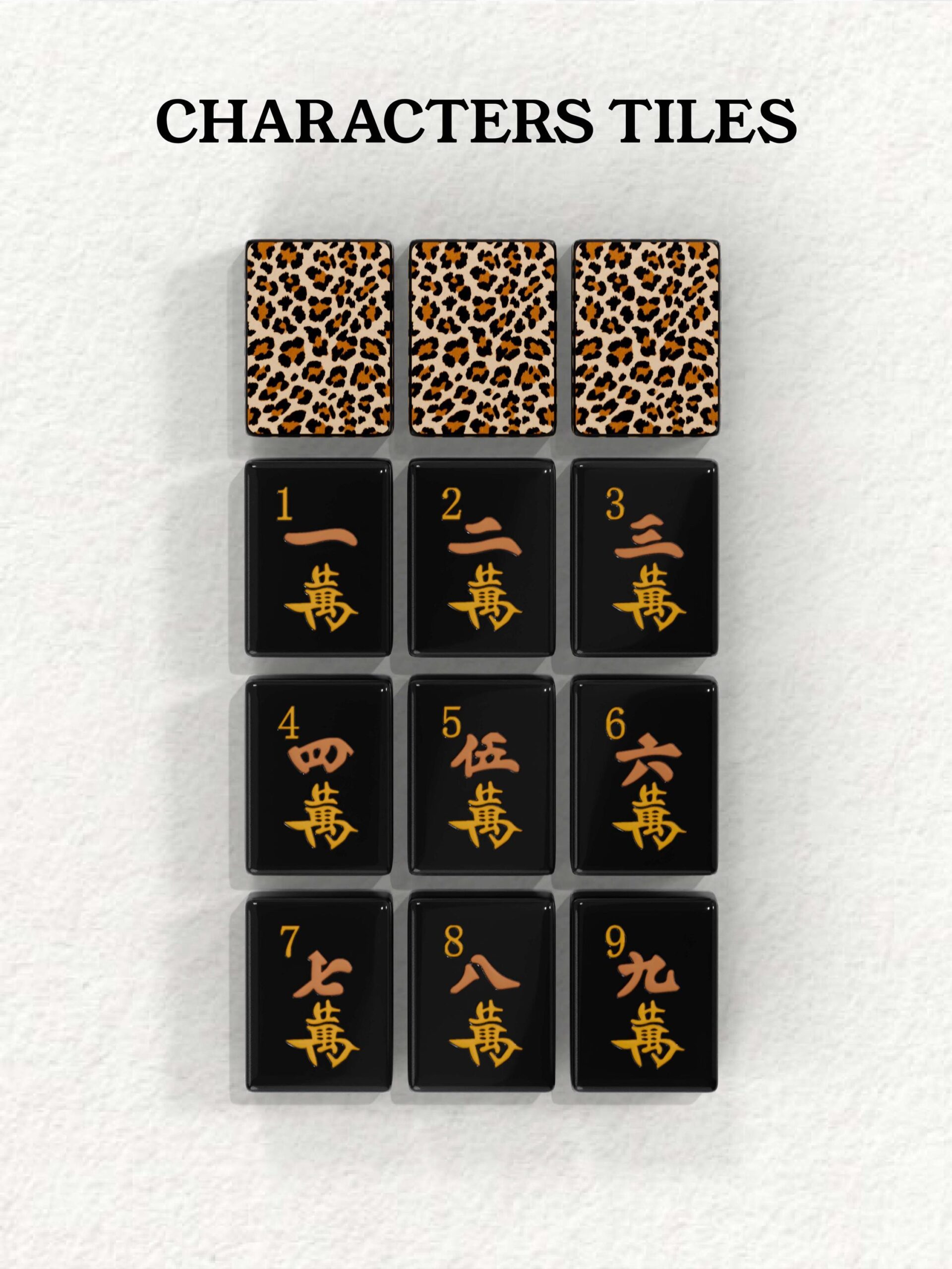 Black Leopard Taiwanese Mahjong character tiles