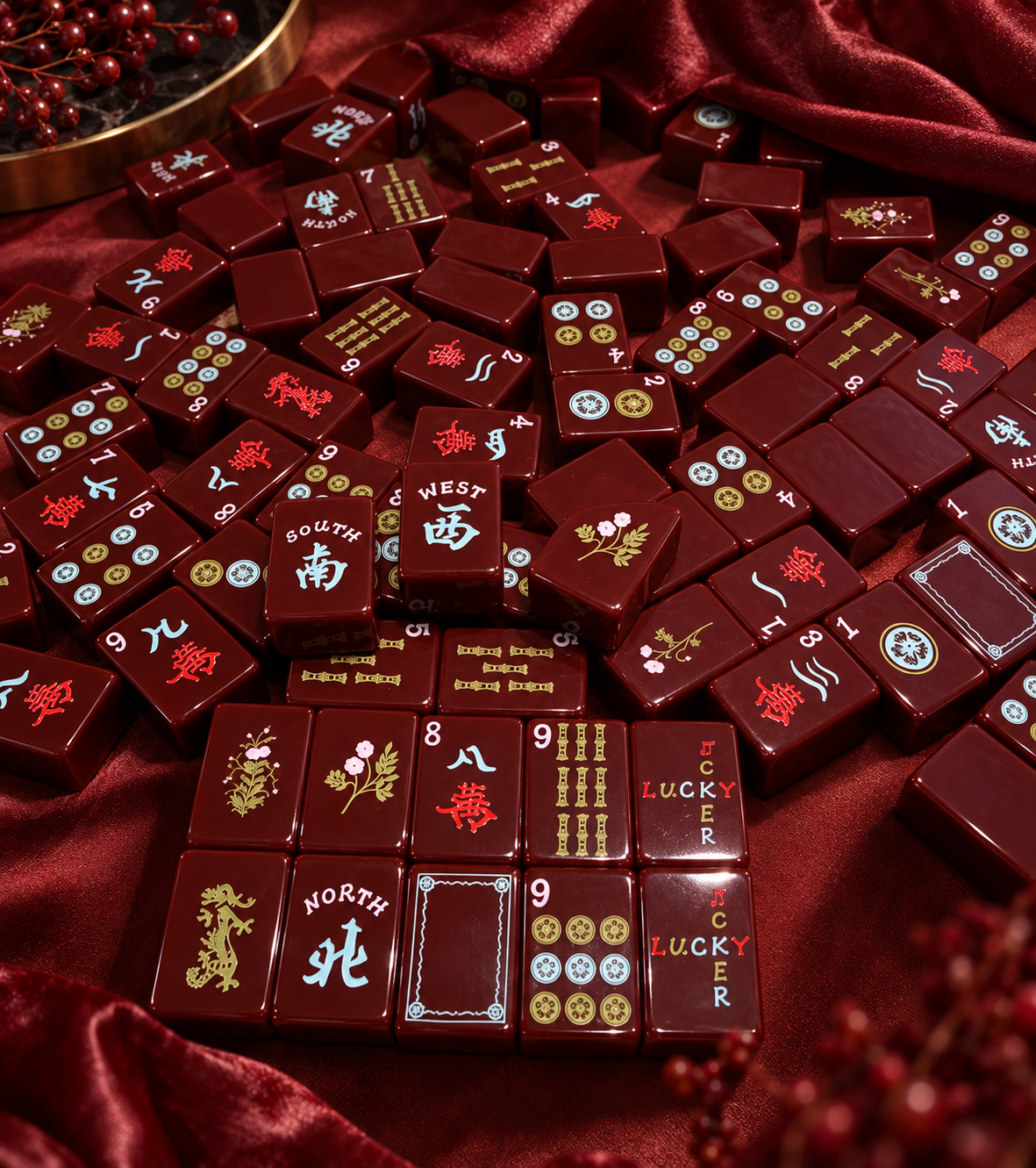 Cherry Red American Mahjong Tiles