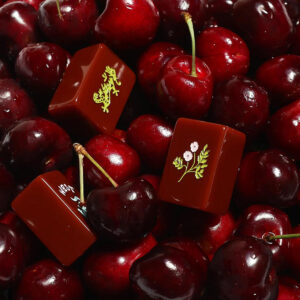 Cherry Red Mahjong tiles with floral and gold details