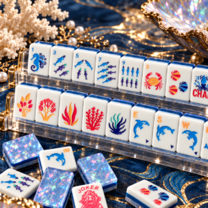 Coastal Pearl Mahjong Tiles on Rack