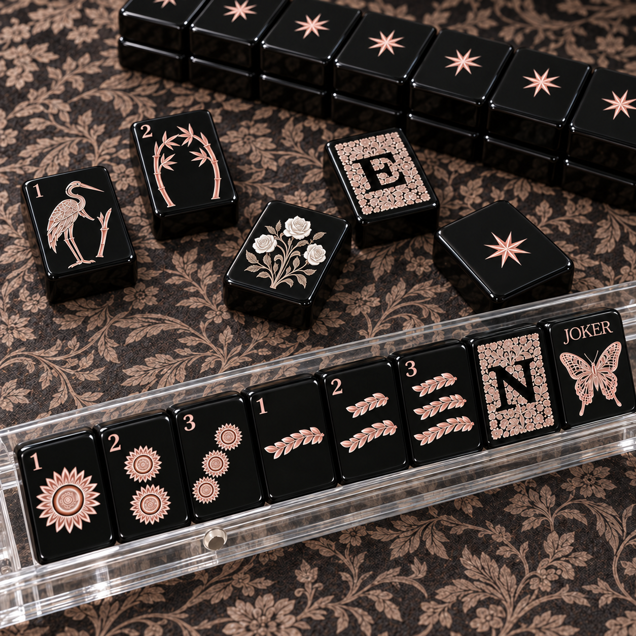 Obsidian Butterfly Mahjong Tiles in Play