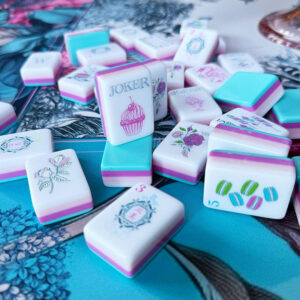 Pastel Macaron Garden Mahjong Tiles Closeup