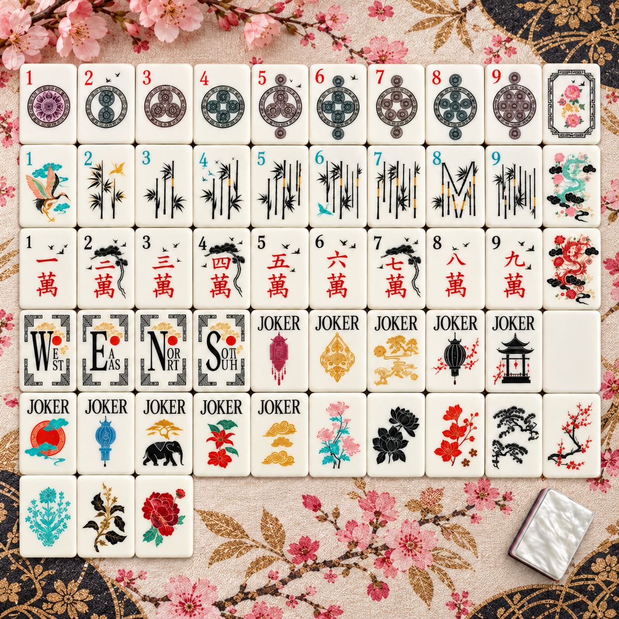 Pearl Crane Garden American Mahjong Tiles – Pop Revive