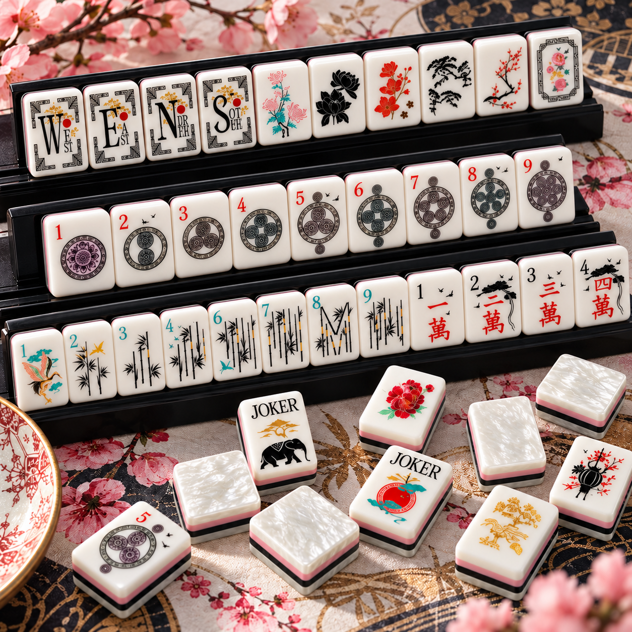 Pearl Crane Garden American Mahjong Tiles – Pop Revive