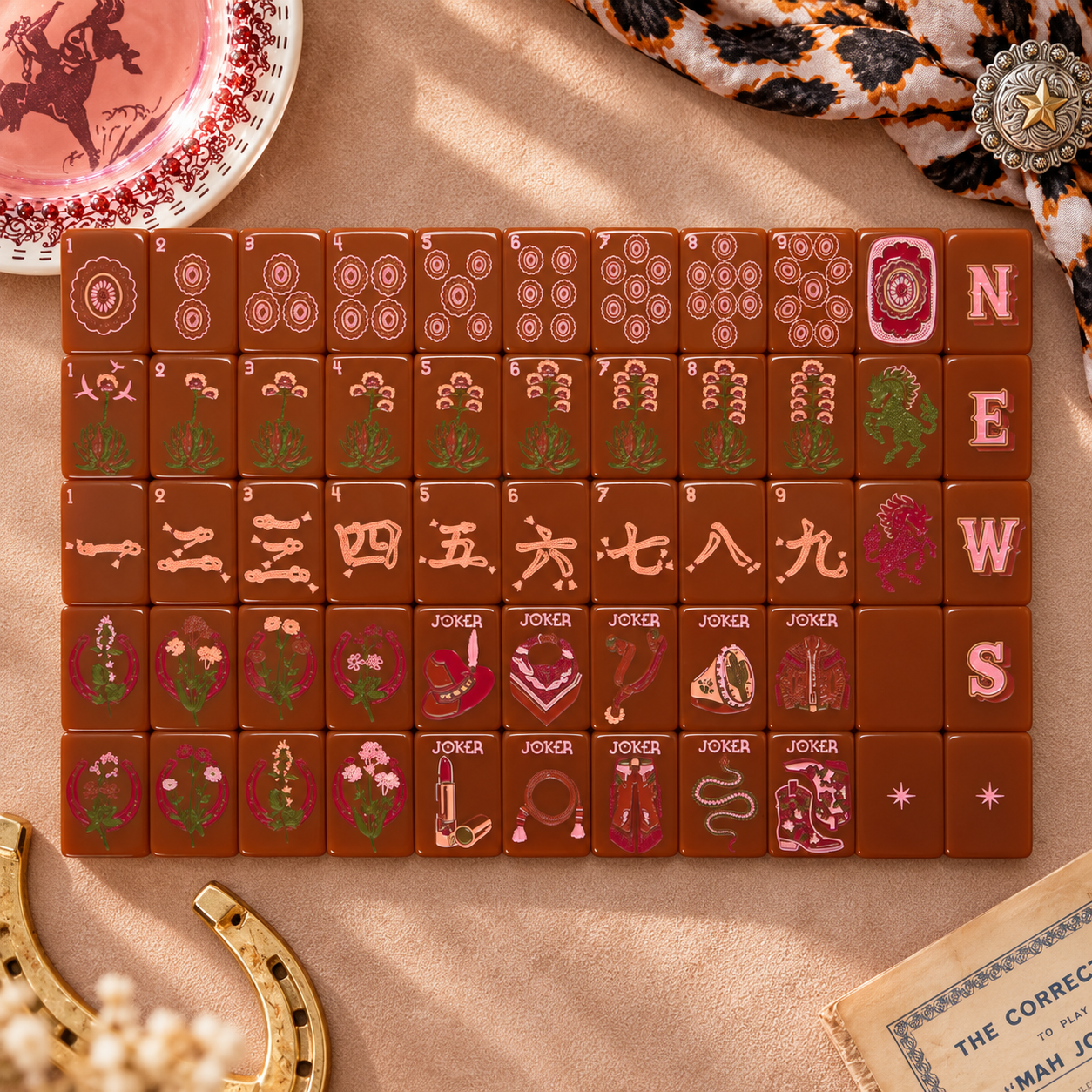 Terracotta Western American Mahjong Tiles