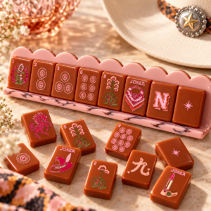 Terracotta Western Mahjong Tiles on Rack